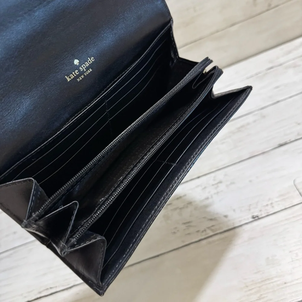 Kate Spade Black Harlow‎ Algonquin Leopard Wallet